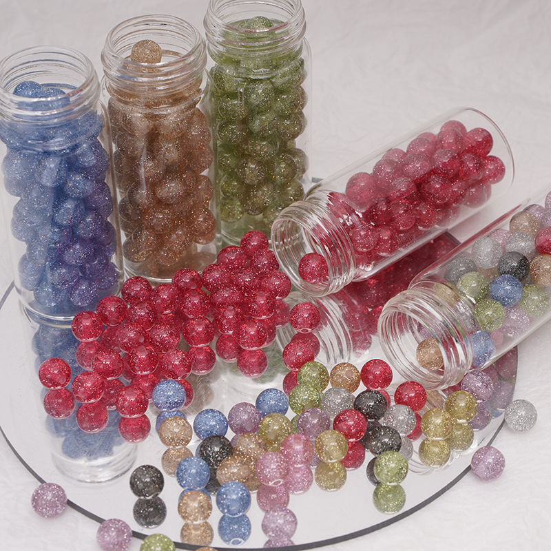 Resin Art For Sale - 8/10mm Resins Round Shaped Beads Glitter