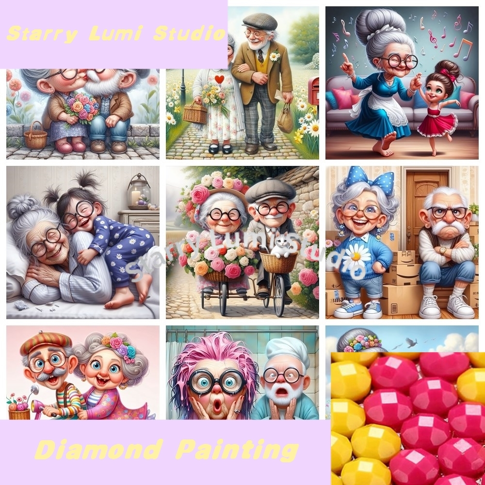 Resin Art For Kids - Cartoon Grandpa and Grandma 5D DIY