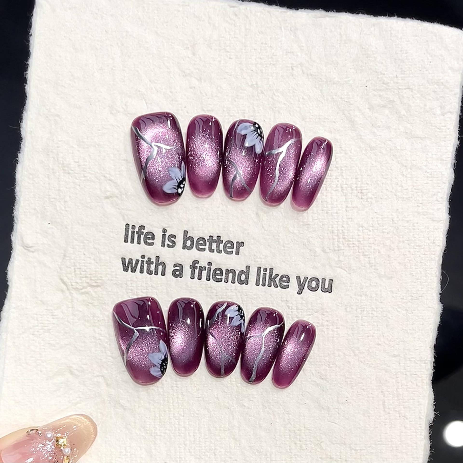 Resin Art Flowers - 10pcs Handmade Pressed Oval Nail Art,Nice