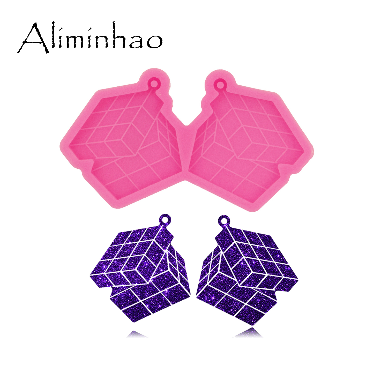 Resin Art Cube - DY1249 Shiny Rubik's Cube Keychain Resin