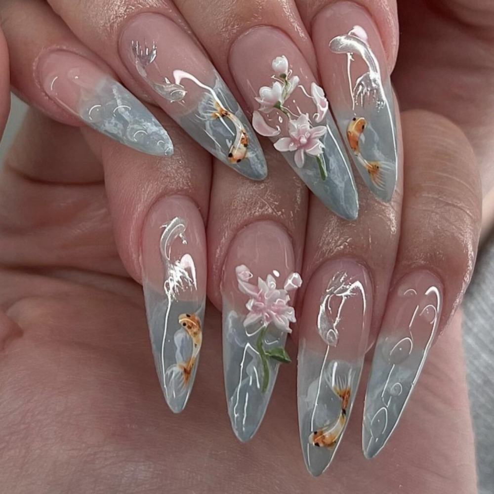 Resin Art Flowers - 24pcs hot selling koi nail art