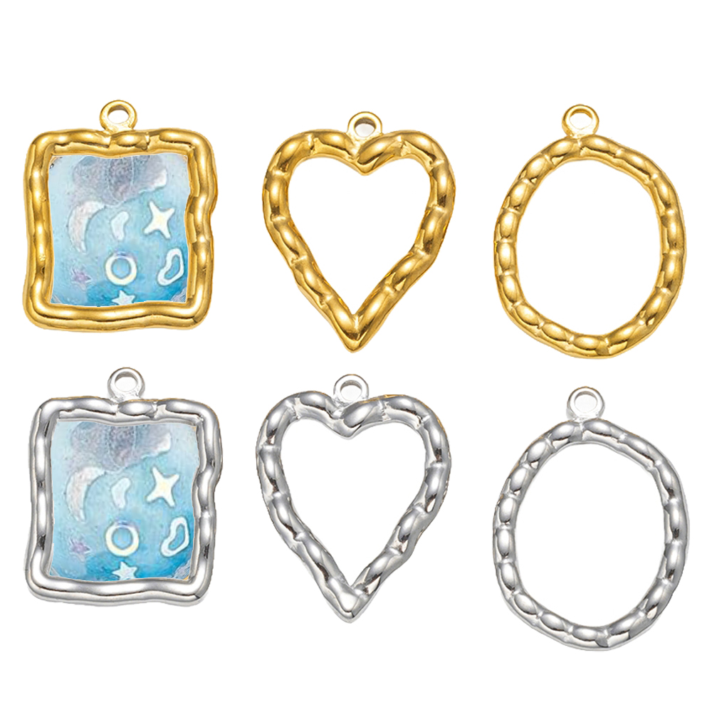 5pcs Stainless Steel Heart Rou - Resin Art Pendant recension och pris