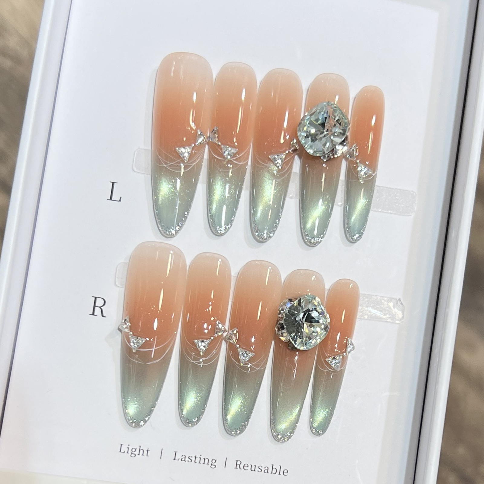 10pcs Long Almond Fake Nails T - Resin Art Flowers recension och pris
