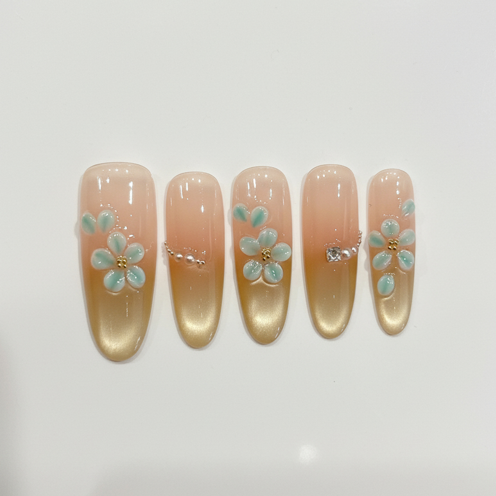 Handmade Fake Nails 10pcs Wear - Resin Art Flowers recension och pris