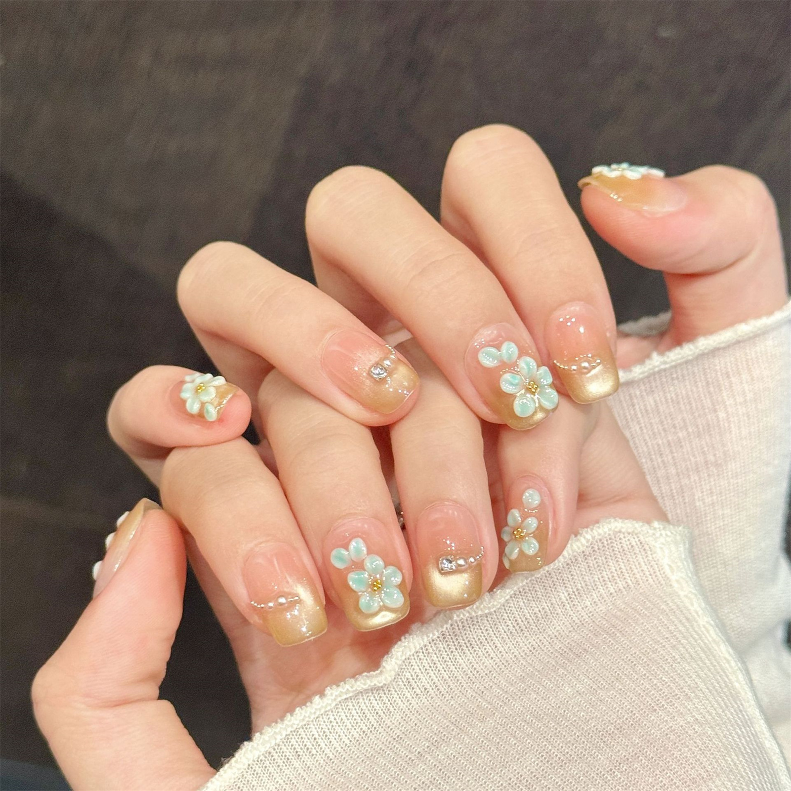 Handmade Fake Nails 10pcs Wear - Resin Art Flowers recension och pris