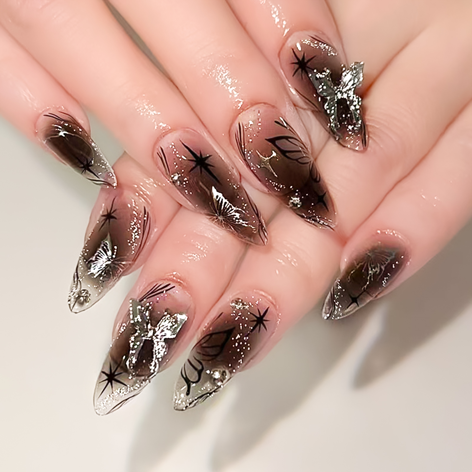 24PCS Long Press On NailsStile - Resin Art Kits recension och pris