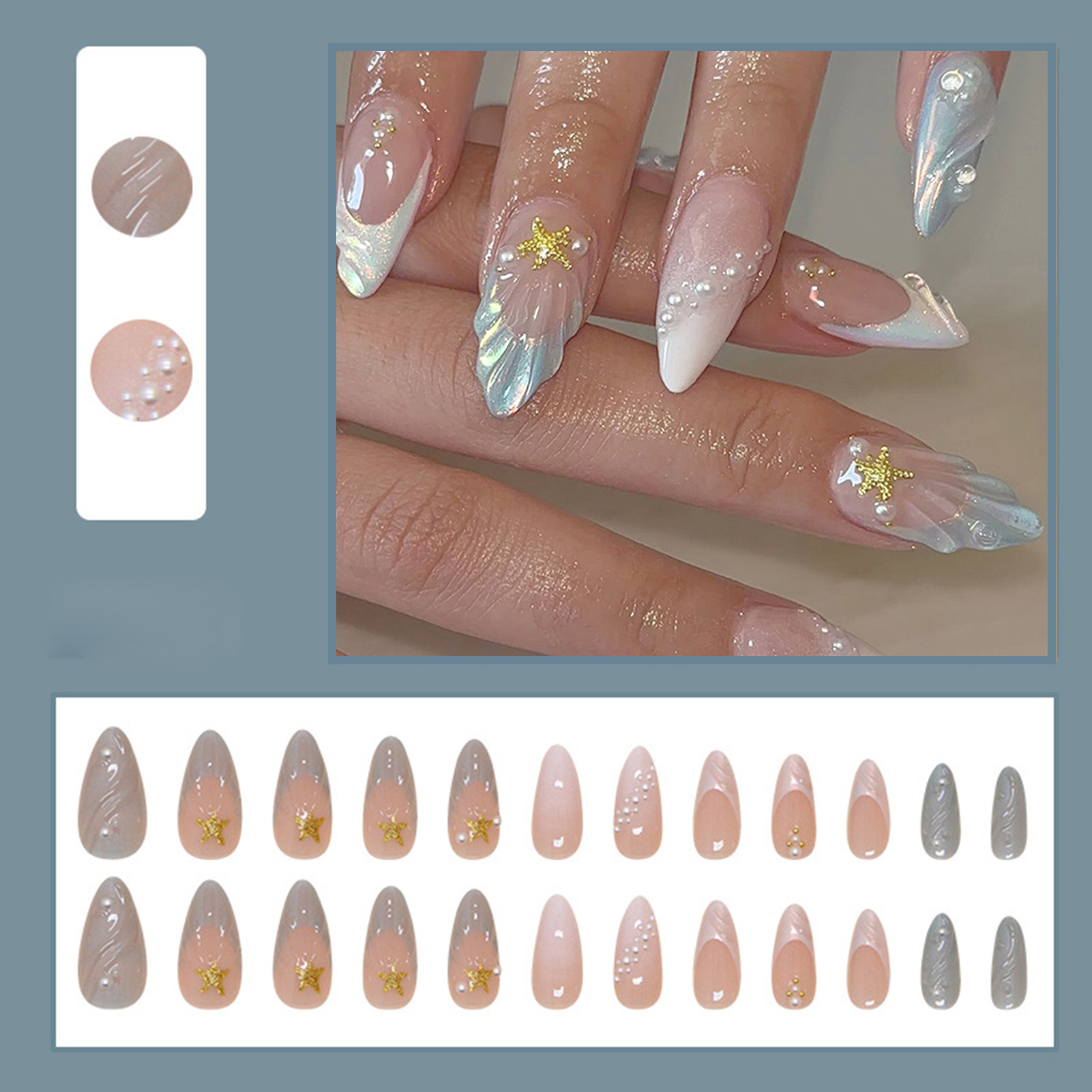 24PCS Long Press On NailsStile - Resin Art Kits recension och pris