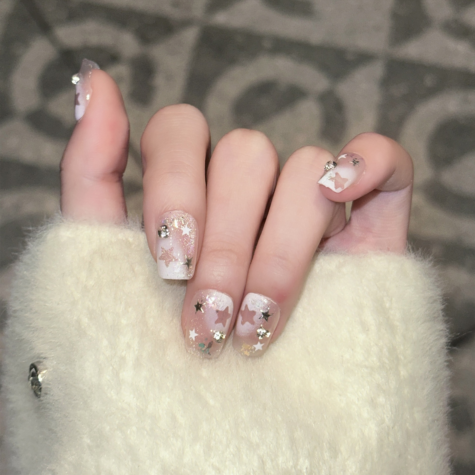 10PCS Short Square Fake Nails  - Resin Art Flowers recension och pris