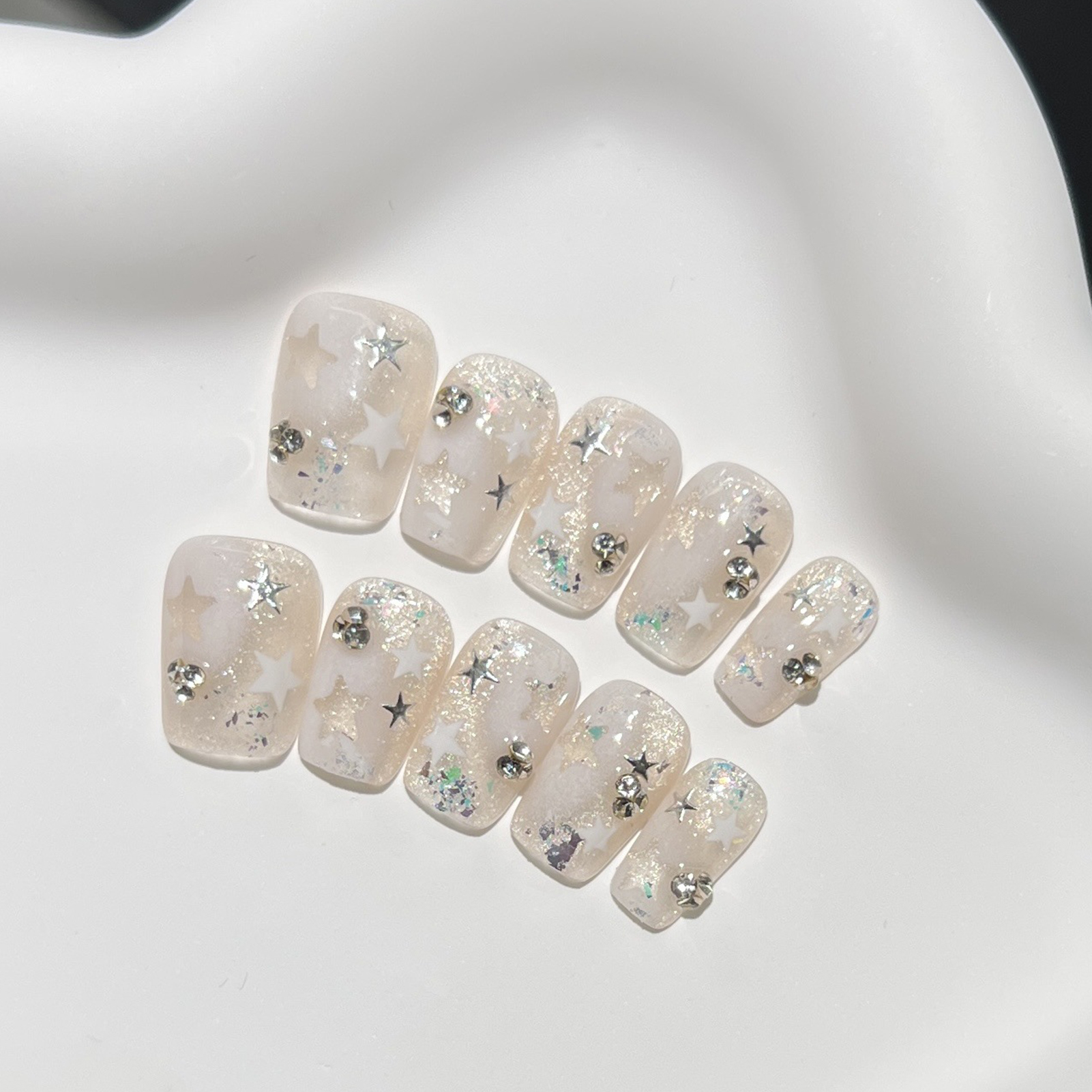 10PCS Short Square Fake Nails  - Resin Art Flowers recension och pris