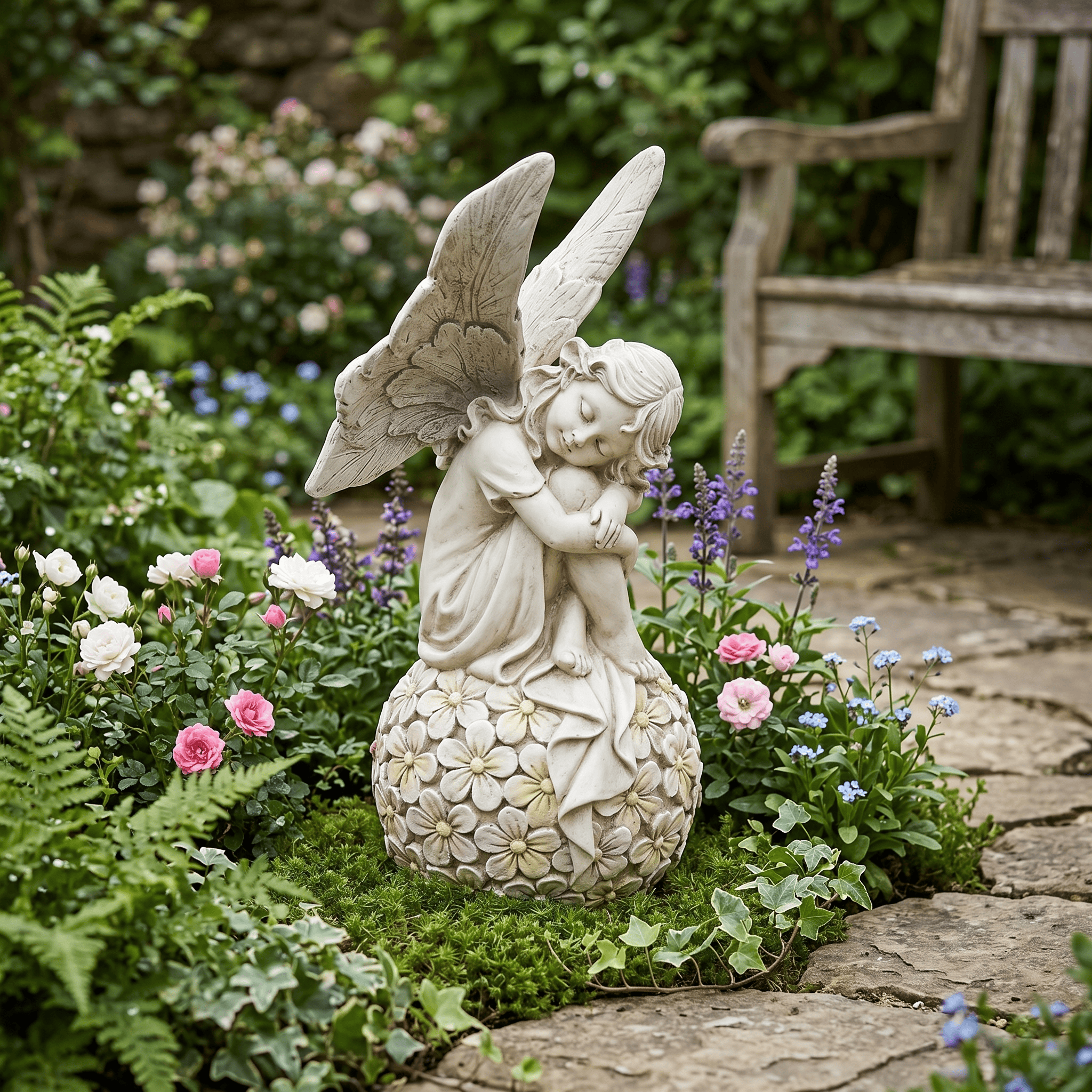 13.2-inch Garden Fairy Statue, - Resin Art Flowers recension och pris