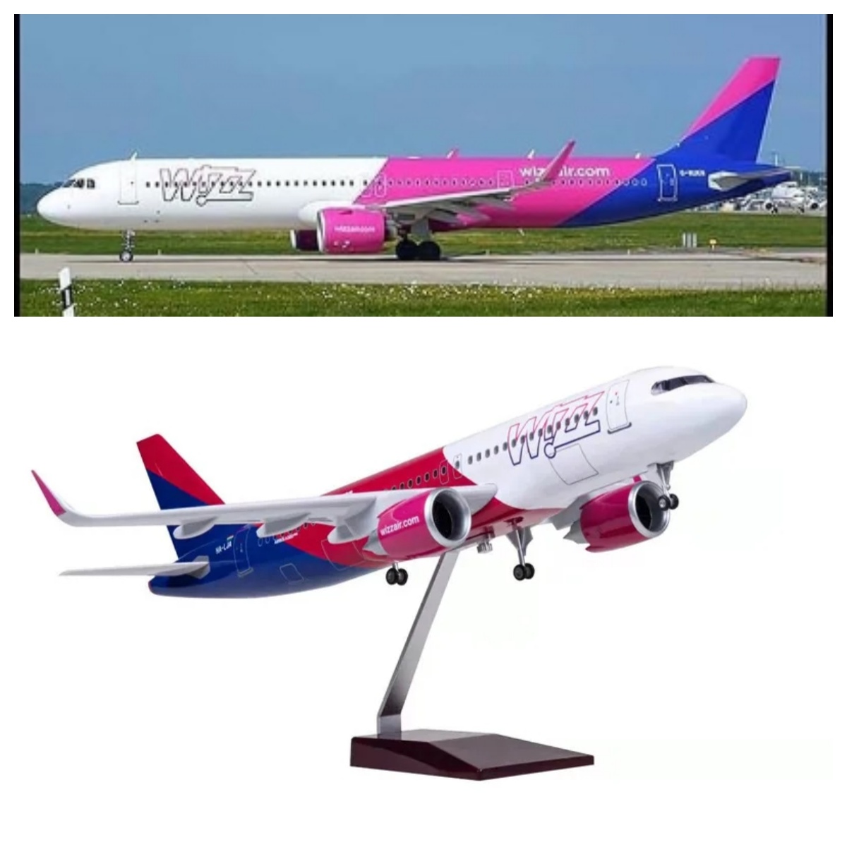 Wizzair Plane Model 47cm 1/80  - Resin Art For Kids recension och pris