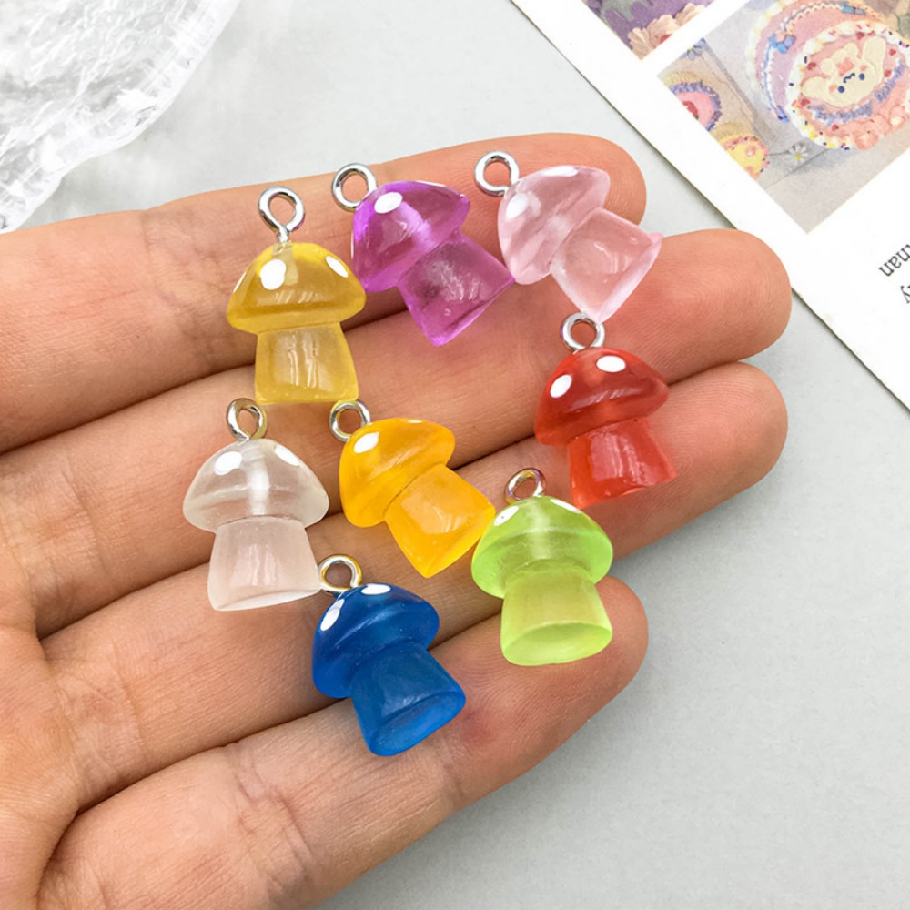 16pcs Luminous Mushroom Charms - Resin Art For Sale recension och pris