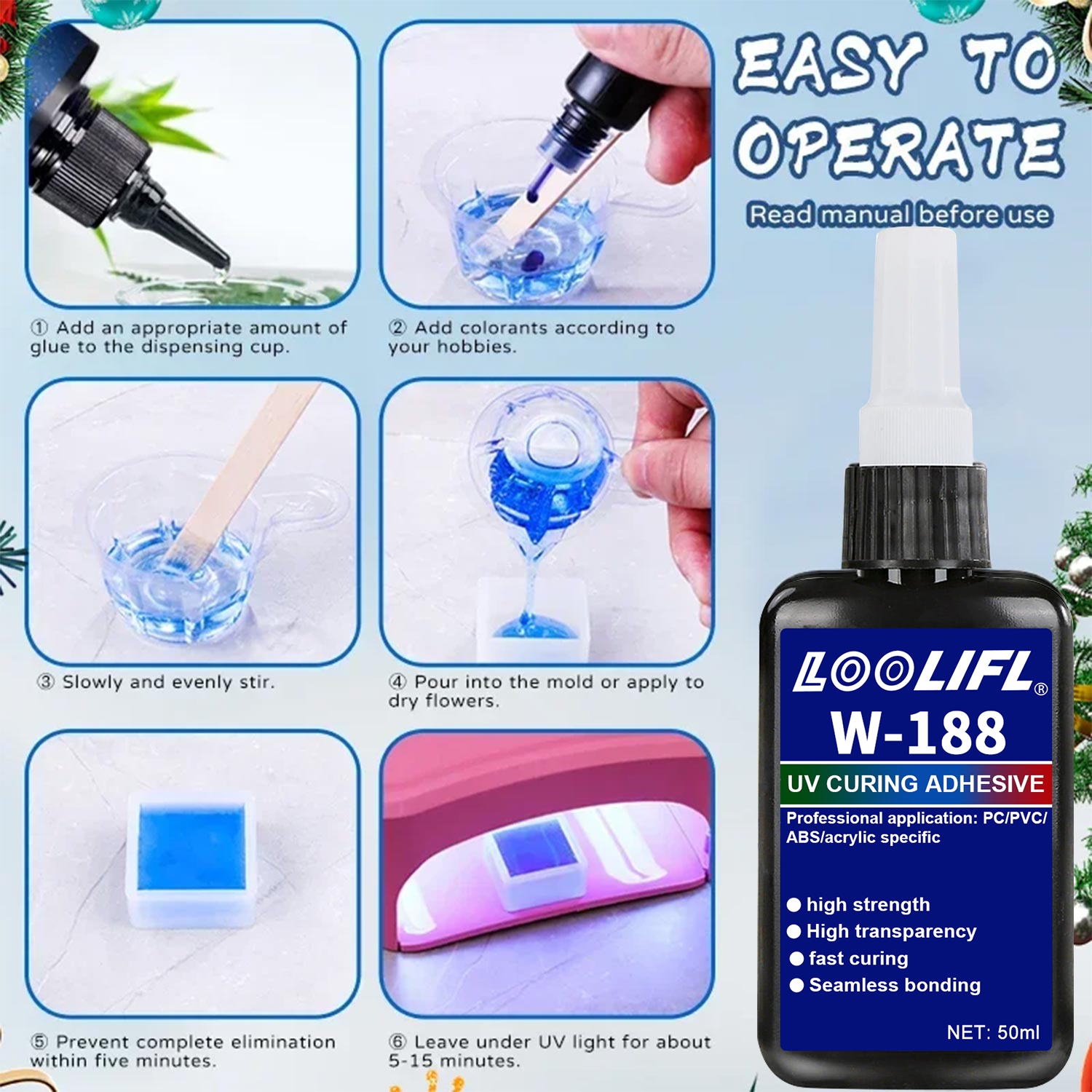 LOOLIFL 188 Strong 50ml UV res - Resin Art Uv Light recension och pris