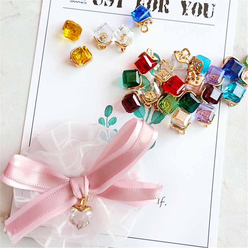 10Pcs Mix Color Glass Earring  - Resin Art Cube recension och pris