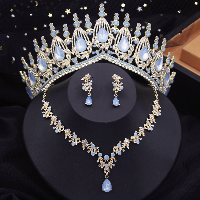 Blue Crown Bridal Jewelry Sets - Resin Art Necklace recension och pris